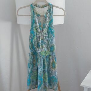 Rachael & Chloe Backless Paisley Dress - Blue and Green